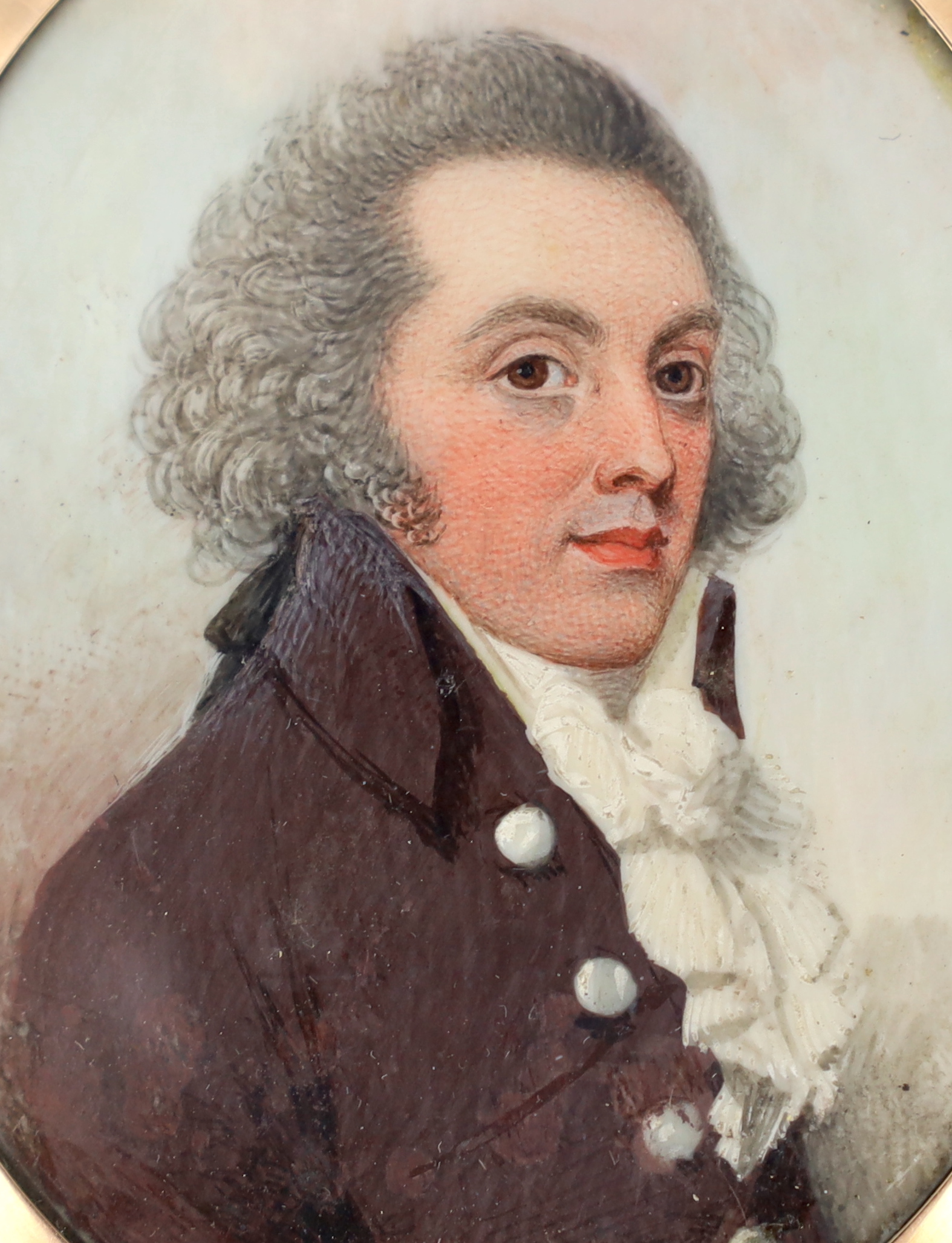 Frederick Buck (Irish, 1771-1840), Portrait miniature of a gentleman, watercolour on ivory, 6.4 x 5cm. CITES Submission reference 7VJSAPLN
